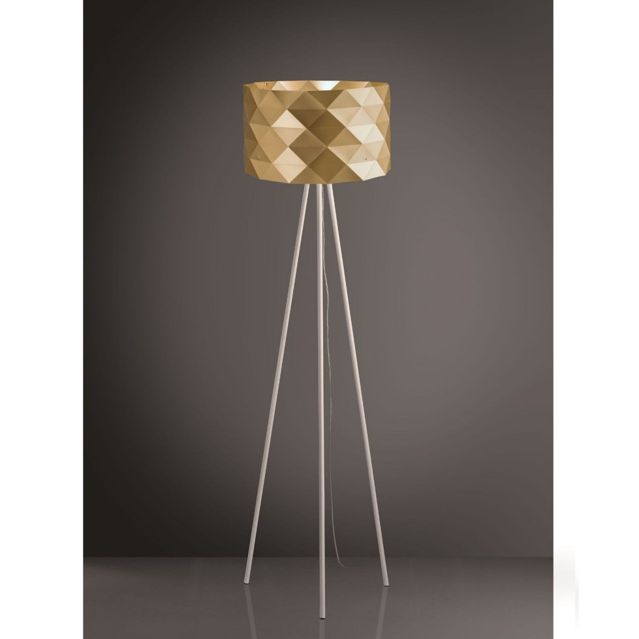 Nouveau Lampadaire trépied doré en métal Cm. 40x146h