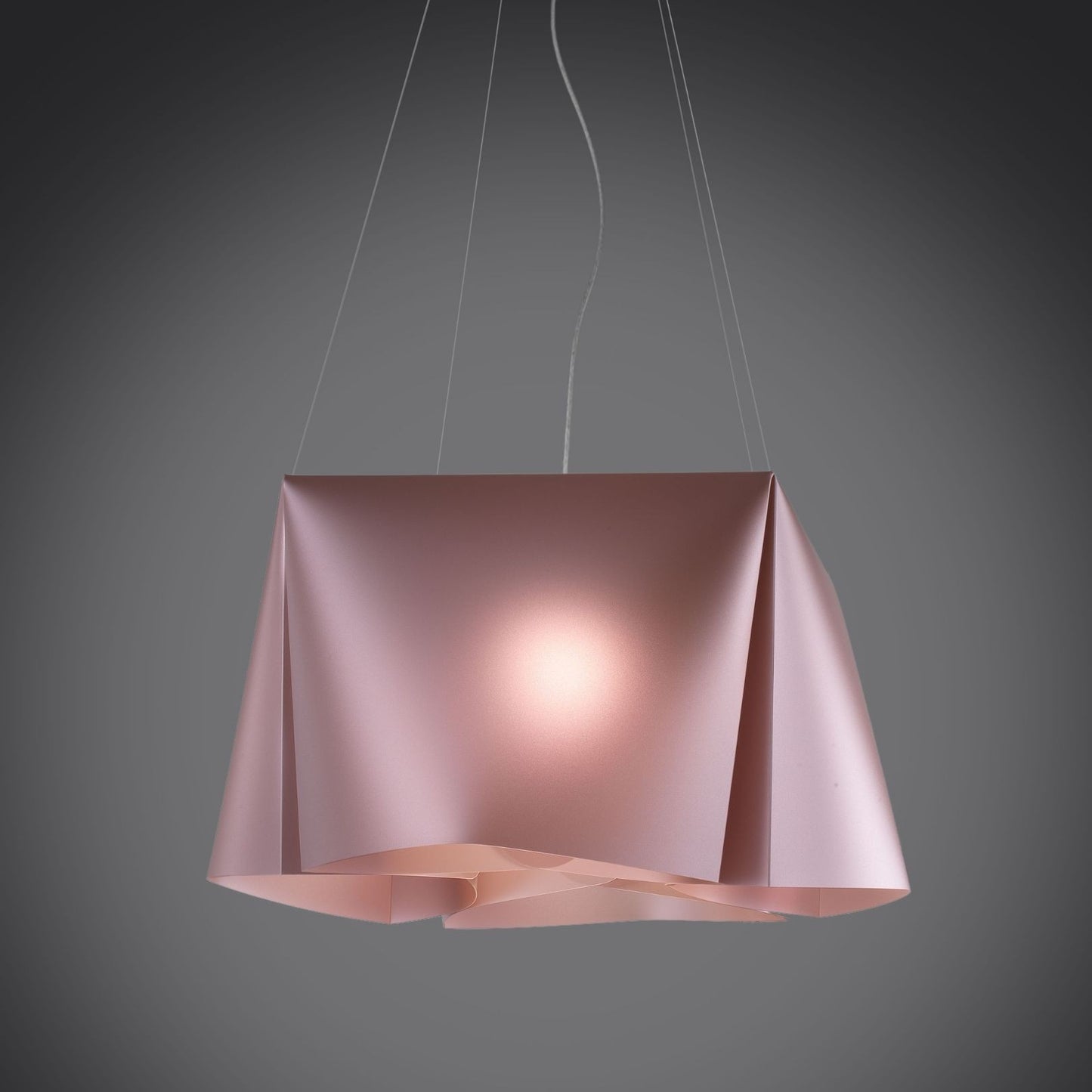 Suspension à 3 Lumières en Métal Rose en Métal Chromé Cm. 59 x 31h