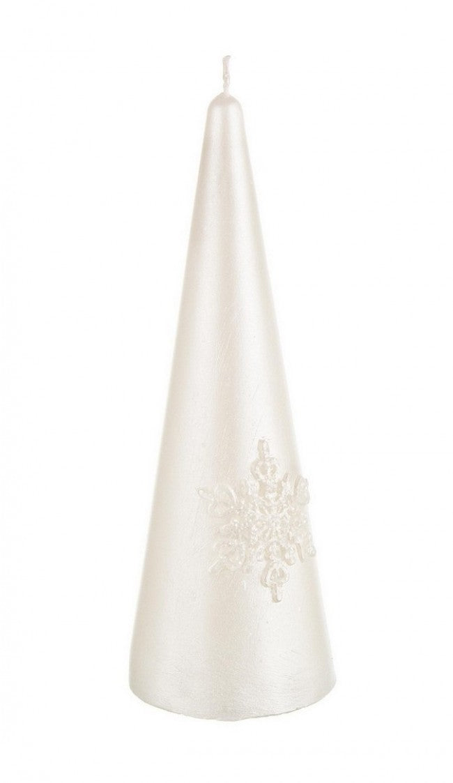 12x Bougie Cône Blanc Perle H15