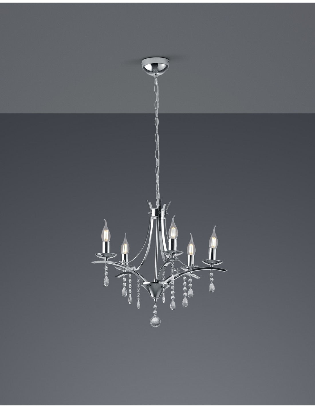 Lustre Contemporain 5 Douille E14 Lucerne Chrome Trio Lighting