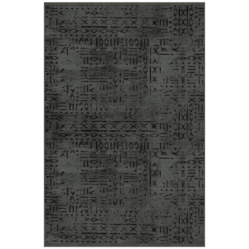Tapis chenille antidérapant Vadi anthracite décor géométrique 160x230
