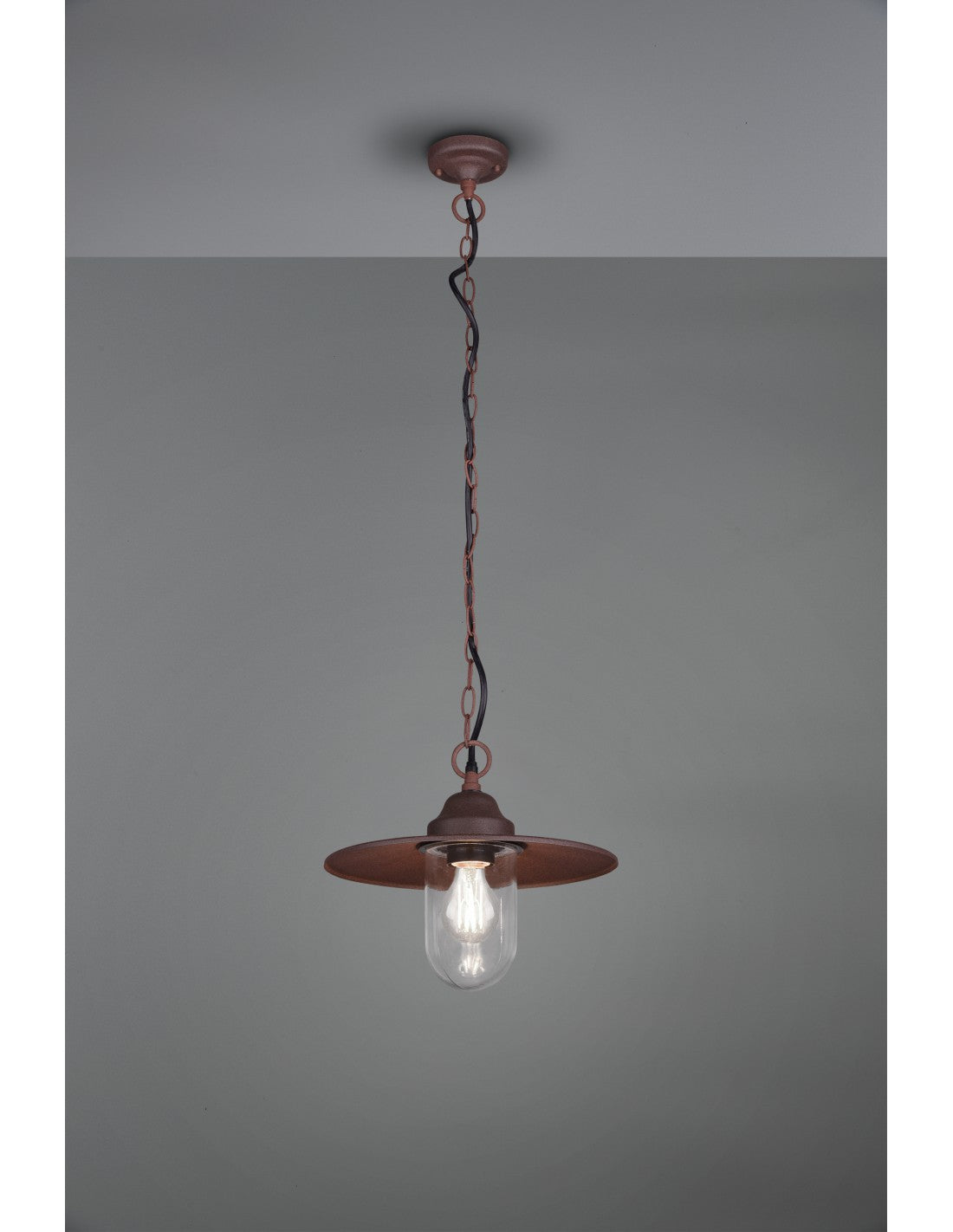 Suspension 1xE27 Brenta Diffuseur Verre Rouille IP44 Trio Lighting