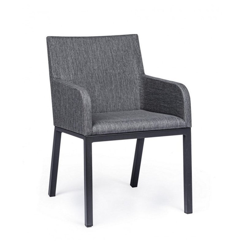 Chaise d'extérieur avec accoudoirs en tissu Anthracite OWEN JX55 55x62x h82 cm