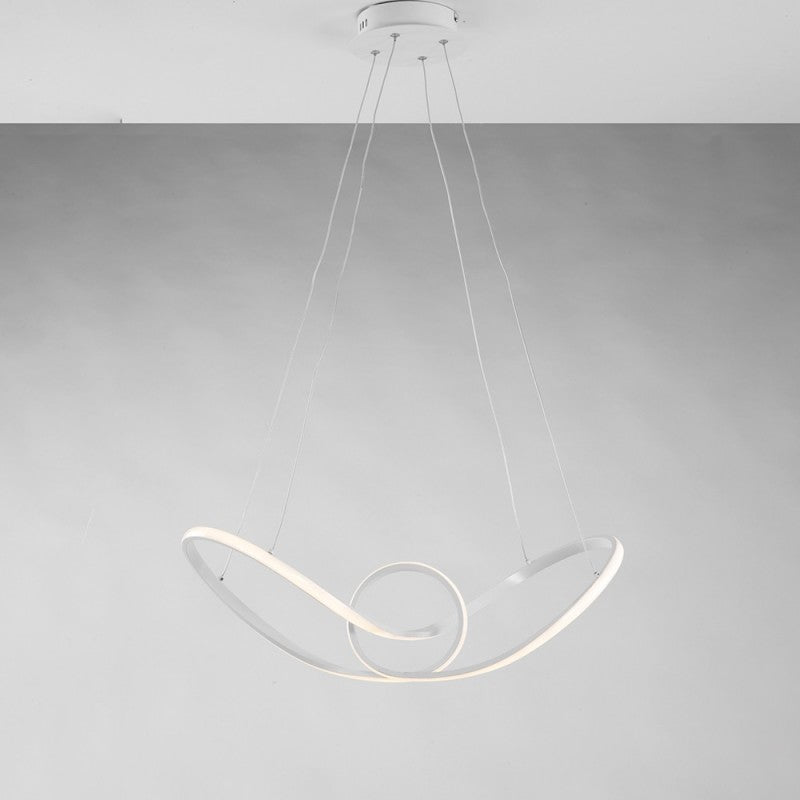 Lustre suspension en métal blanc et aluminium avec LED intégrée 68x24x h 150 cm