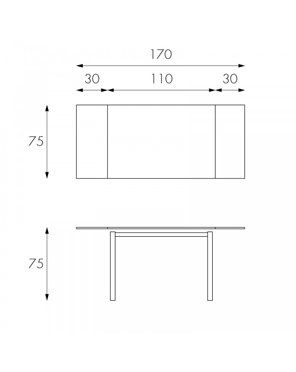 Table extensible 110-170 x 75 cm - Baud