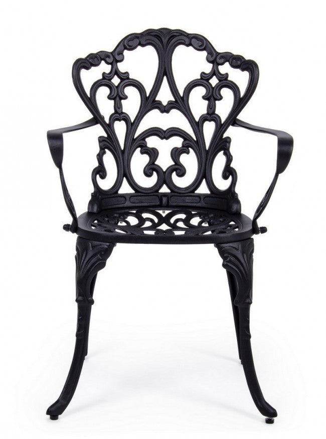 Chaise baroque extérieure en aluminium anthracite 57,5x 58 x 87,5h cm