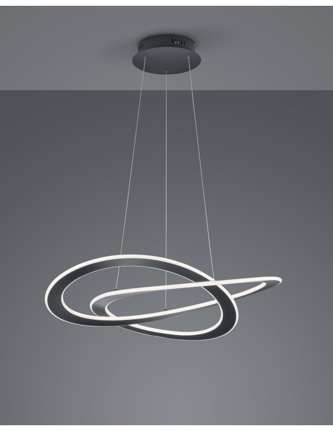 Suspension Moderne 2 Cercles LED Oakland Anthracite Trio Lighting