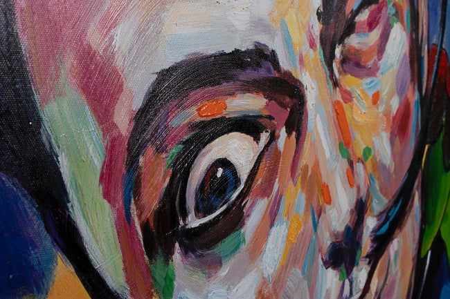 Peinture à l'huile sur toile Village 100x100 cm