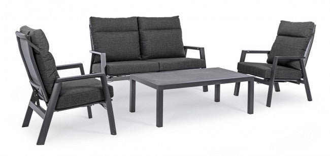 Canapé 2 places avec coussins inclinables avec coussins Kledi anthracite