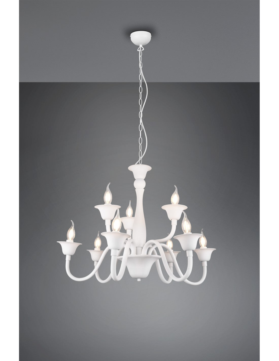 Lustre de salle à manger blanc 9 lumières avec chaîne Elsa Trio Lighting