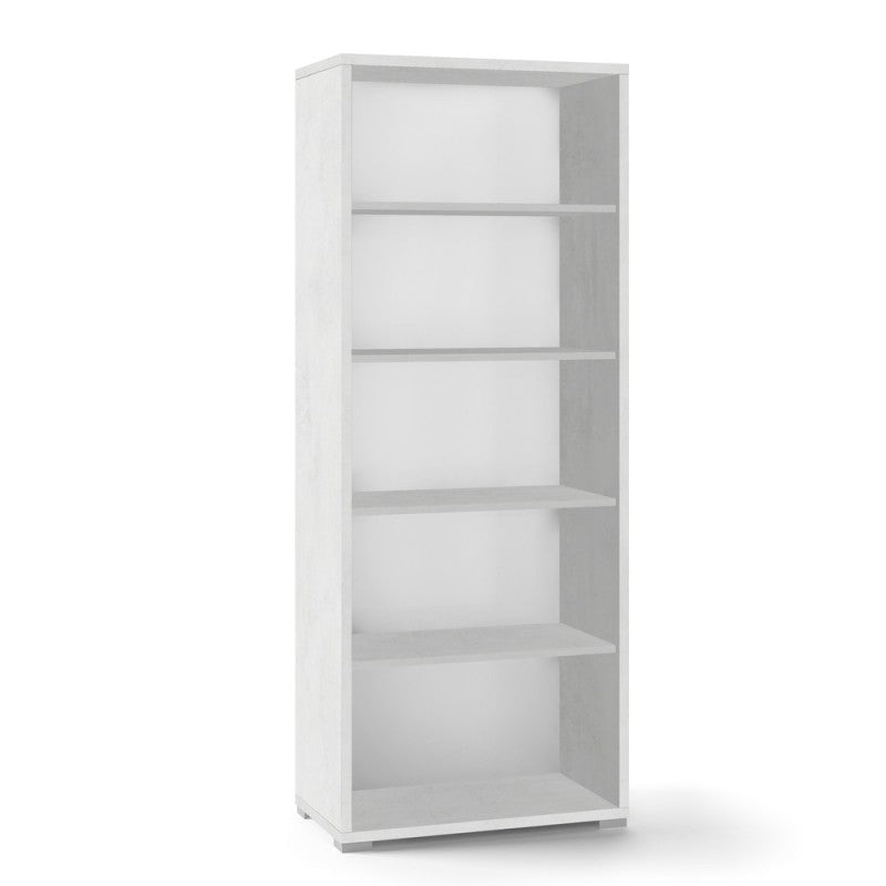 Bibliothèque moderne en bois Ossido White avec quatre étagères 71x41x h182 cm
