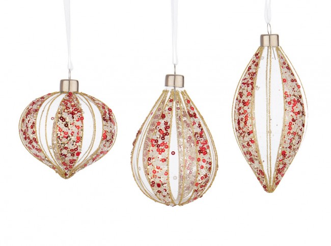 12x pendentif Vt pailleté rouge