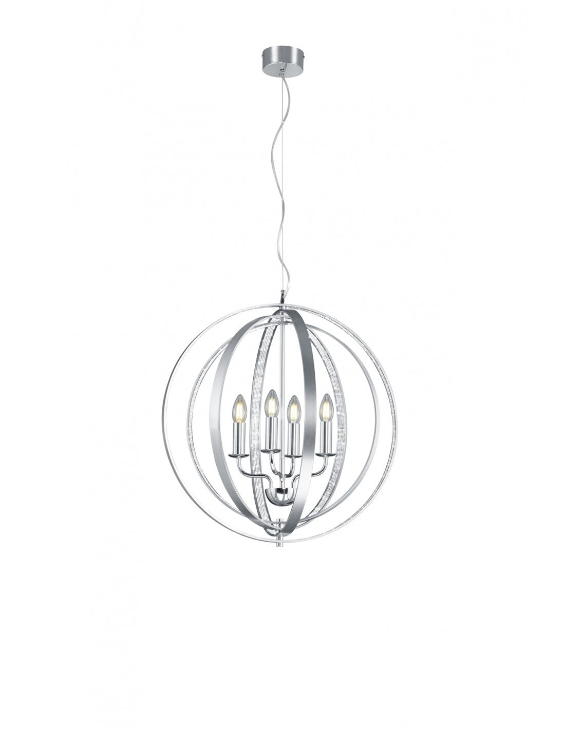 Suspension 4 Bougies Aluminium Cercles Trio Lighting