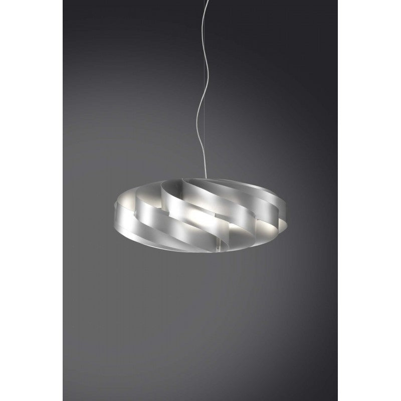 Lustre pendentif plat 3 lumières argent 70x70xh.34 cm