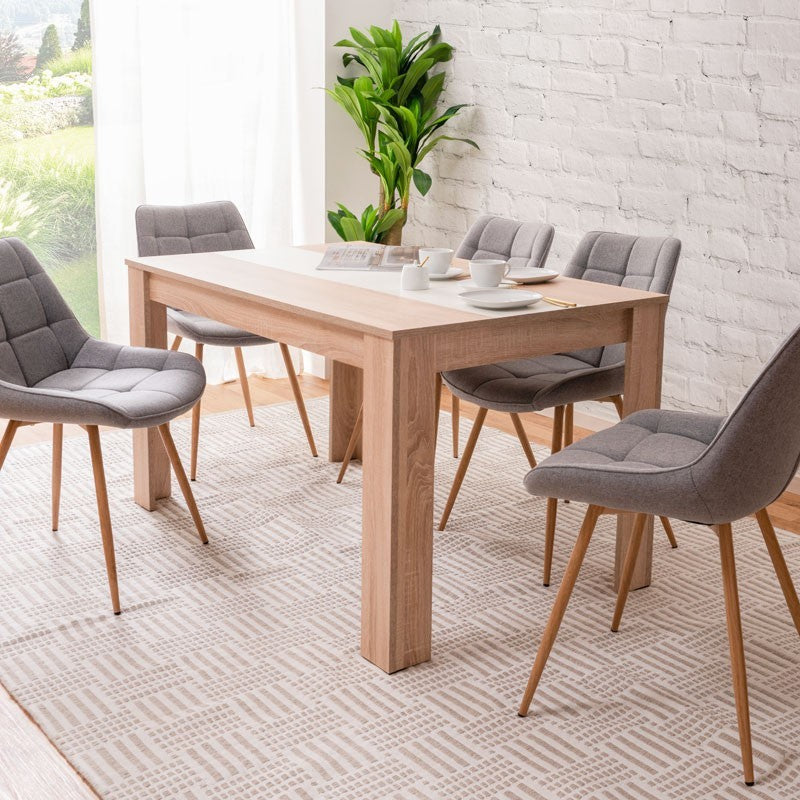 Tavolo da pranzo colore rovere inserto nero o bianco reversibile 138x80xh.74 cm EFFEZ