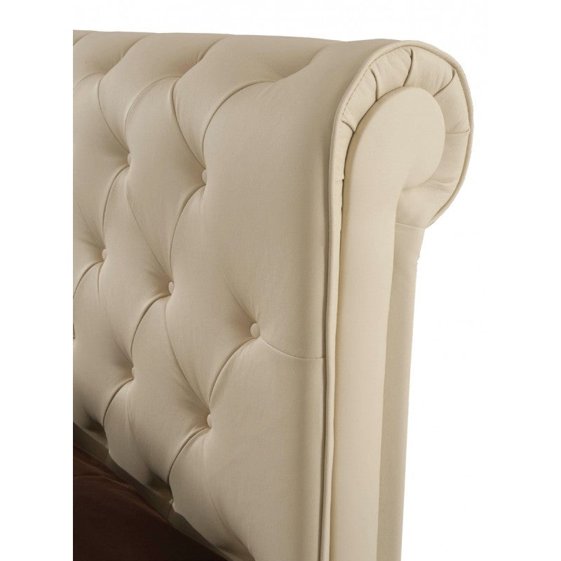 Letto matrimoniale c- contenitore in ecopelle Crema 180x223xh.120 cm EFFEZ