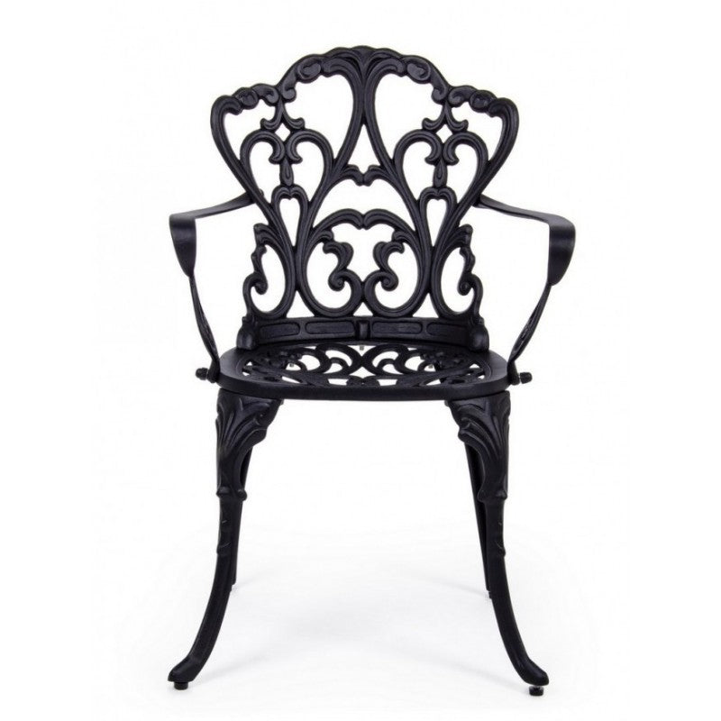 Chaise baroque extérieure en aluminium anthracite 57,5x 58 x 87,5h cm