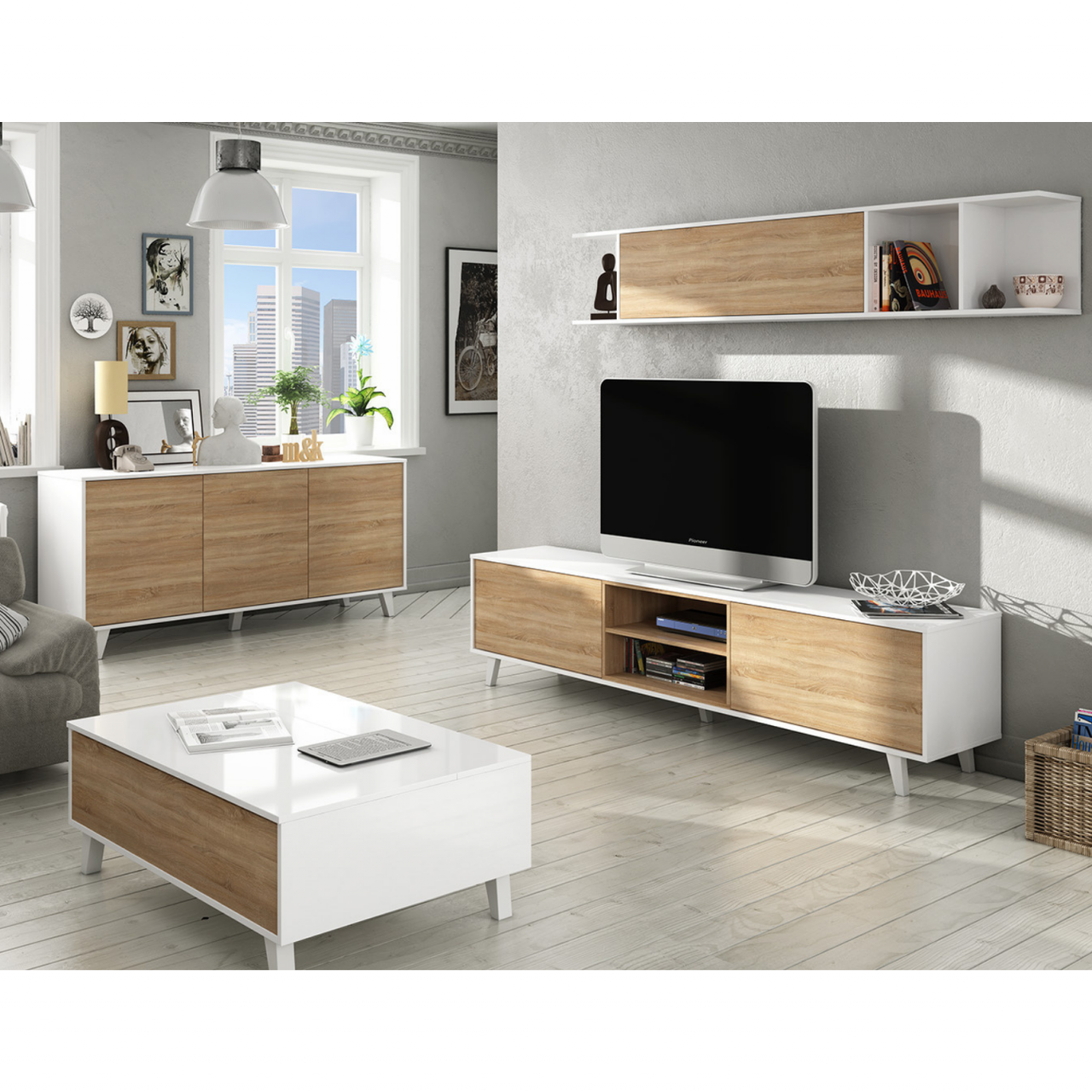 Buffet 3 portes Cm. 154 x 41 x 75 Blanc