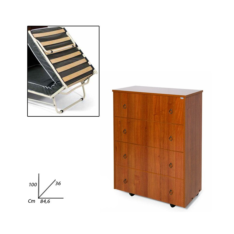 Sommier orthopédique pliant coloris noyer antique H.100x85x36 cm