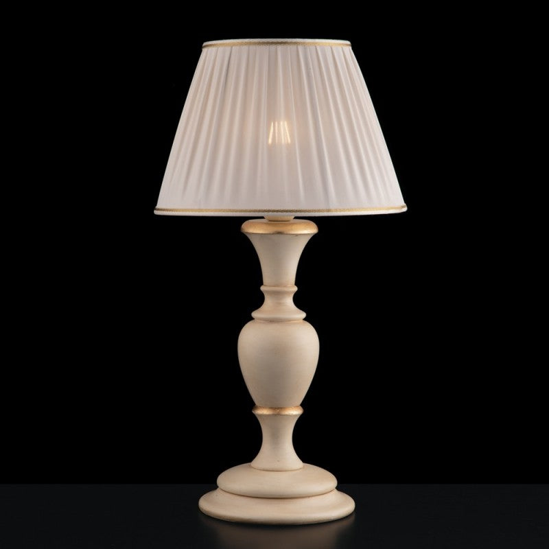 Grande lampe en bois et pâte de bois ivoire et feuille d'or, 57 cm