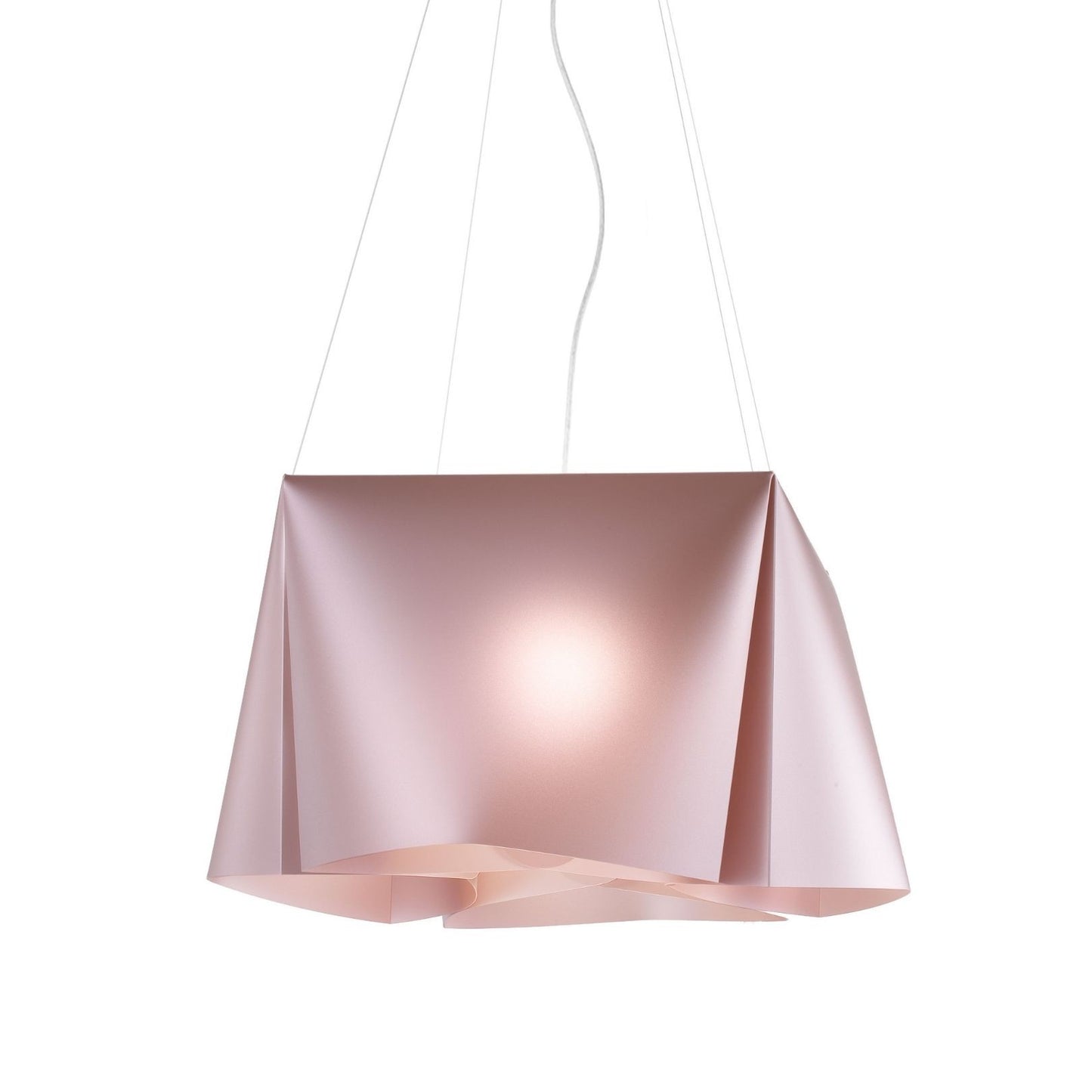 Suspension à 3 Lumières en Métal Rose en Métal Chromé Cm. 59 x 31h