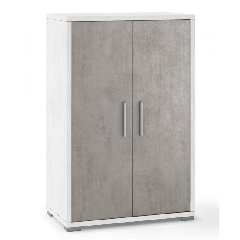 Armoire polyvalente à deux portes en Ciment Blanc 71x41x h110 cm
