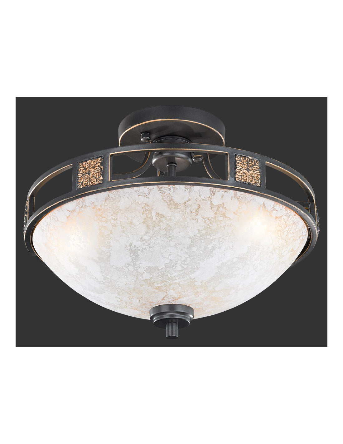 Plafonnier 3xE27 Quinta Ruggine Verre Albâtre Ø42 cm Trio Lighting