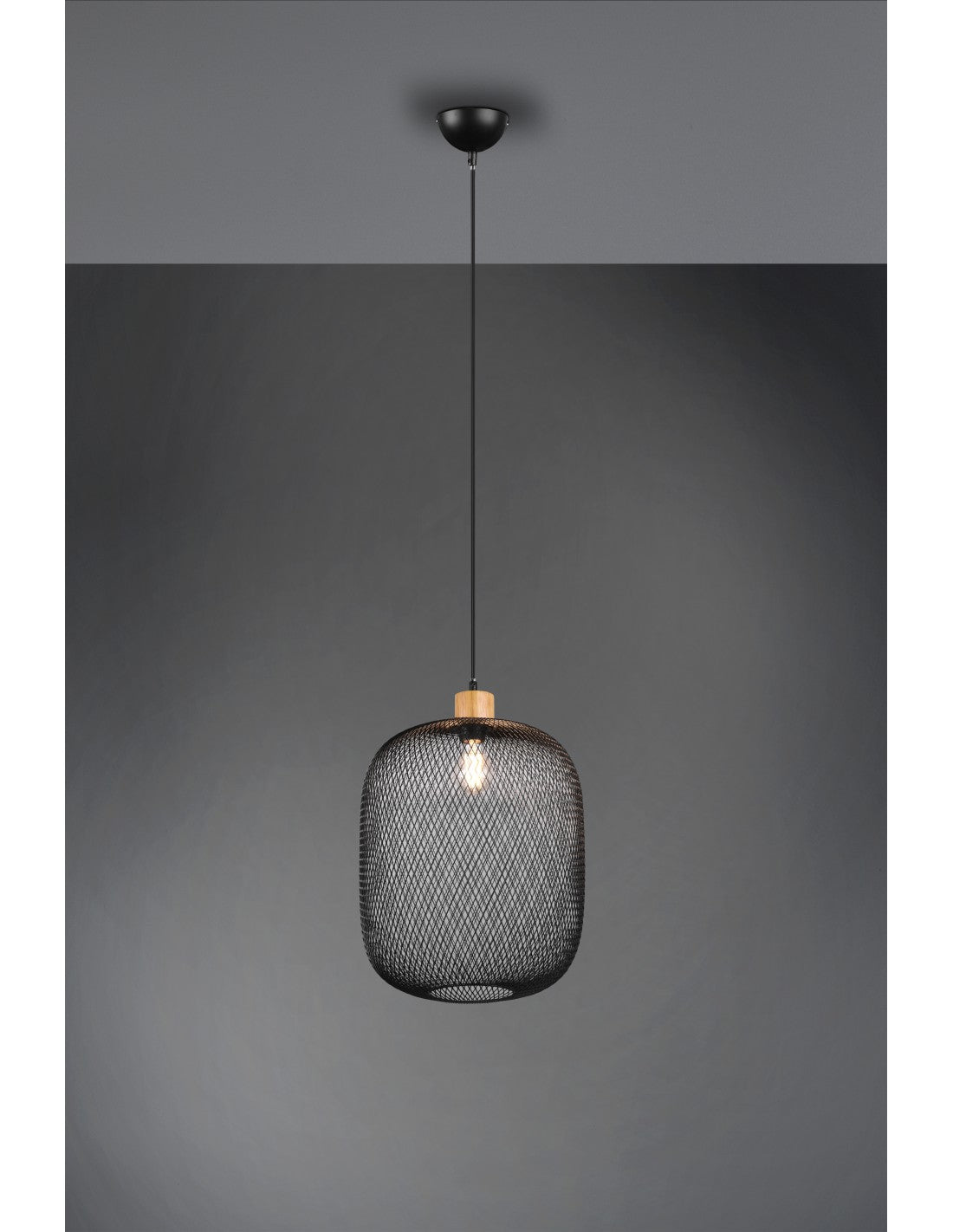 Suspension Calimero 1xE27 Grillage Métal Noir Ø33 cm Trio Lighting