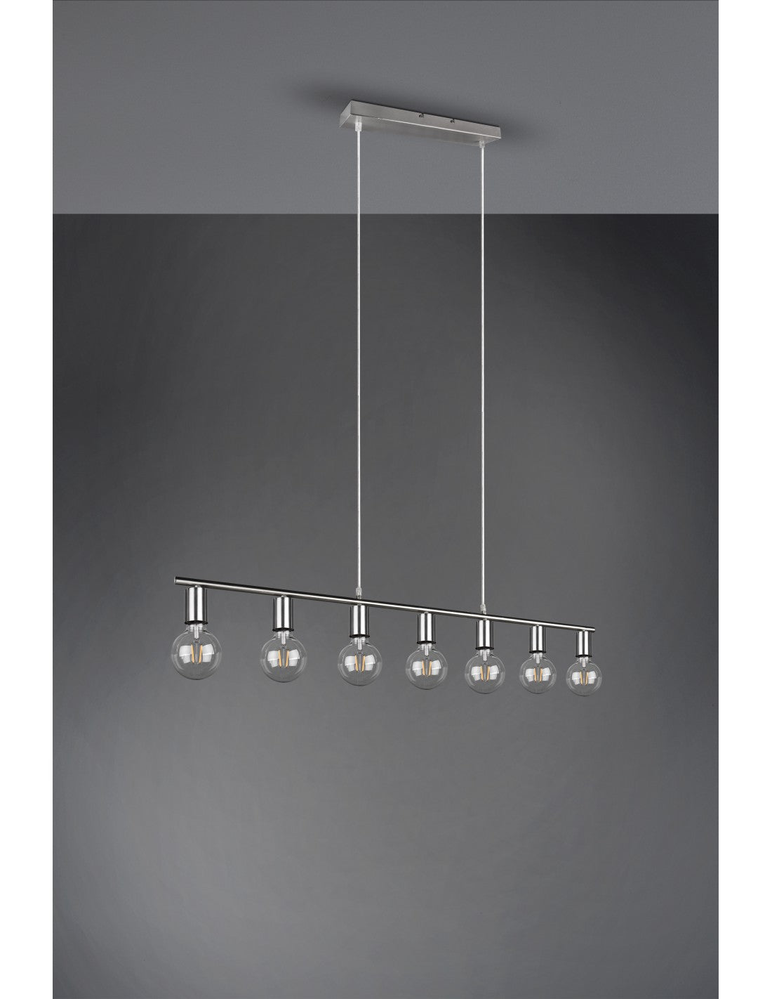 Suspension 7xE27 Vannes Nickel L110 cm Trio Lighting