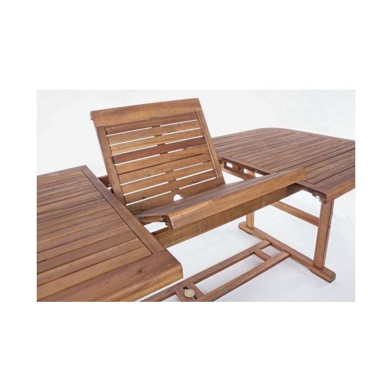 Table d'extérieur extensible Noemi en bois 180-240x100x h 74cm