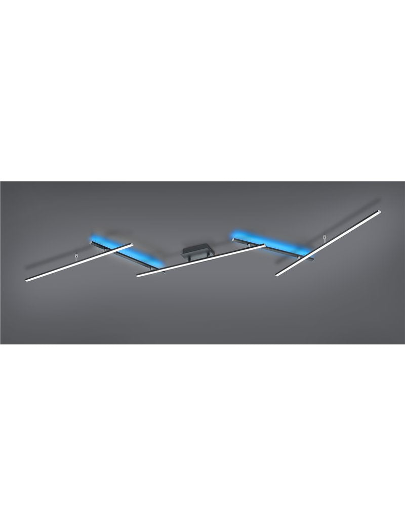 Plafonnier LED Arvin à tiges orientables, rétroéclairé RGB noir avec télécommande multifonction l. LED moderne de 245 cm