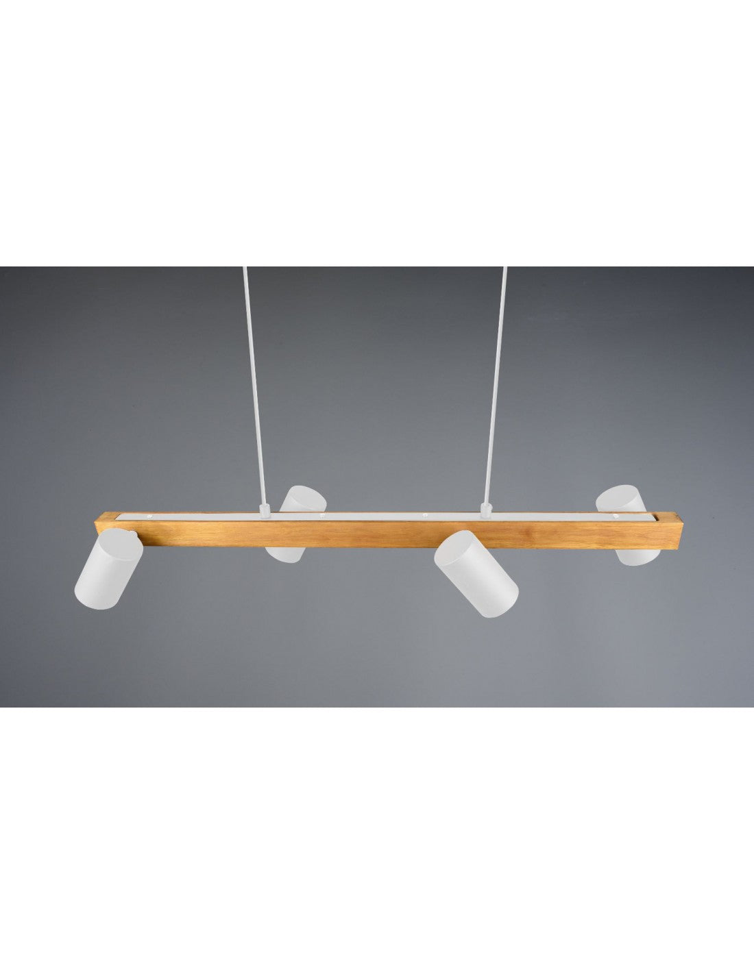 Lampe à Suspension Linéaire en Bois 4 Spots Cylindriques Ajustables Blanc Marley Trio Lighting