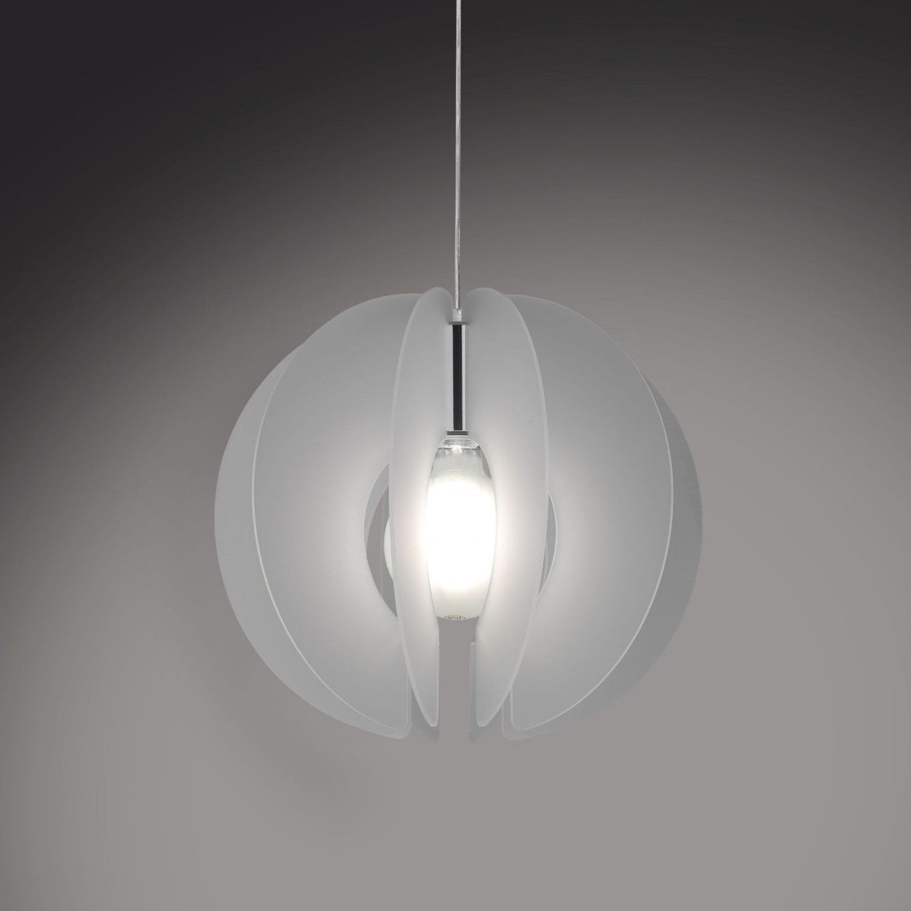 Lampe à Suspension Sirio en Métal Chromé Satiné Cm. 40x40h