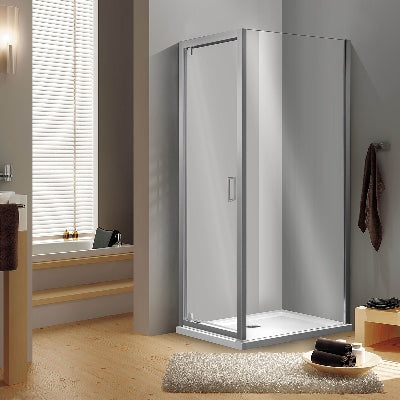 Porte de douche pivotante en cristal - Ligne Essential - 68-72 cm / Ouverture 50,5 cm