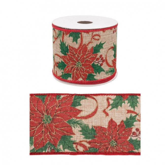 12x Ruban Poinsettia Classique 4M Présentoir12