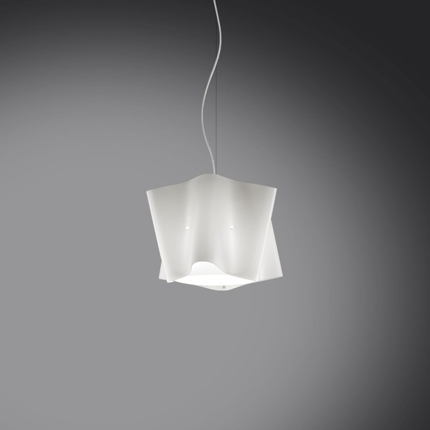 Suspension blanche en métal chromé Cm. 25x25h
