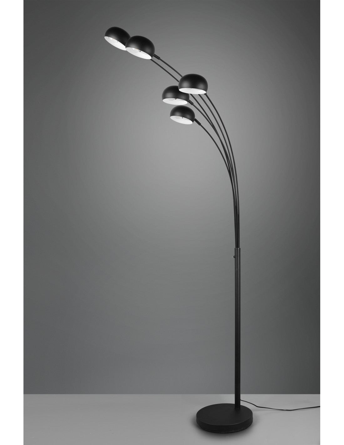 Lampadaire en métal noir avec bras arqués Finger 5xE14 Trio Lighting