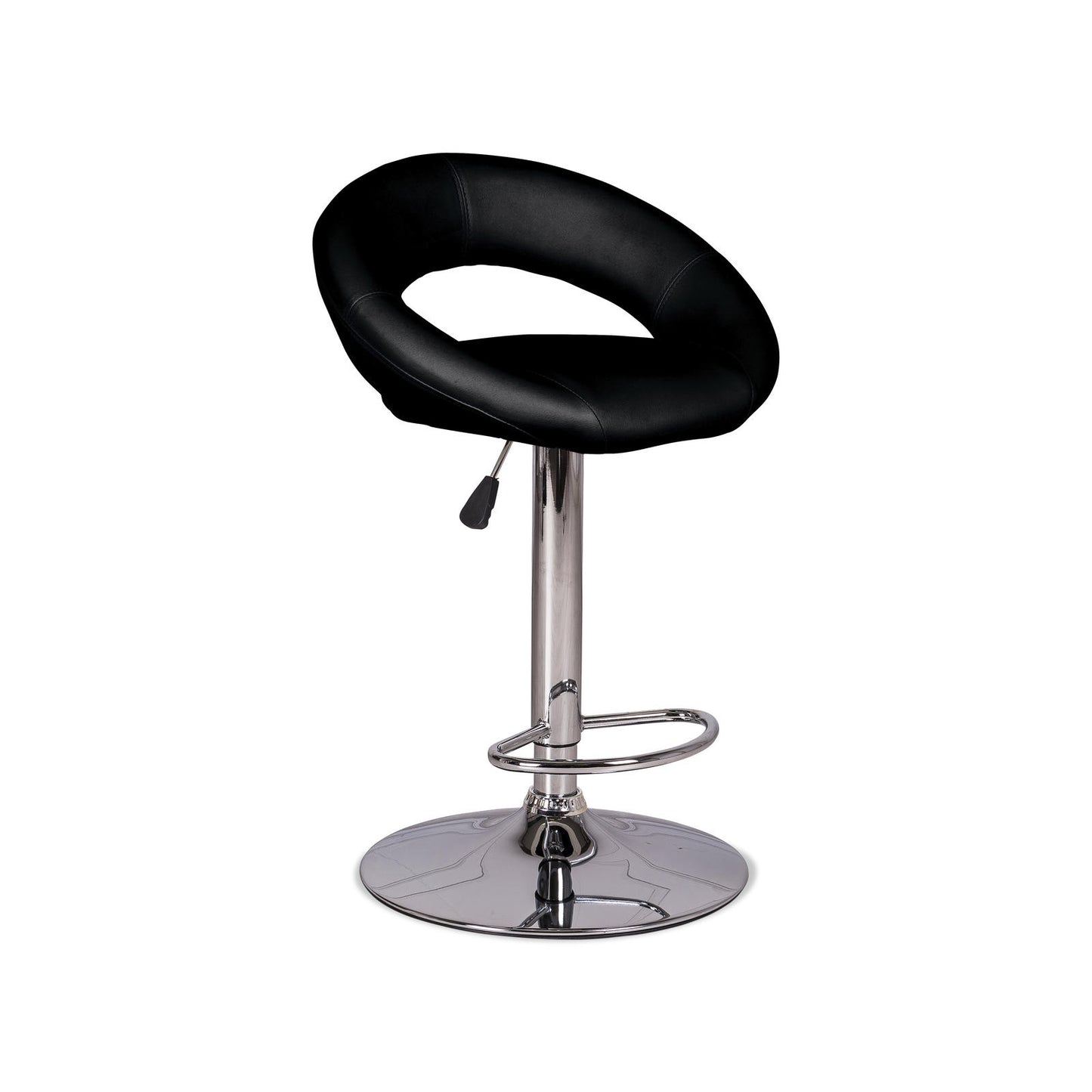Tabouret en simili cuir noir 39x32x80/102h cm