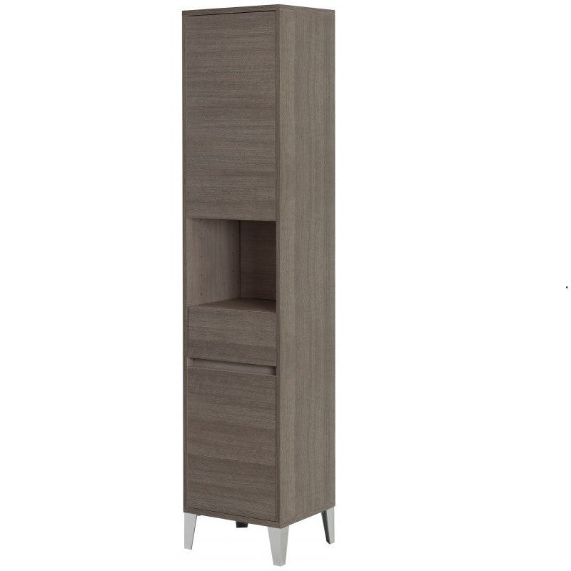 Armoire porte-serviettes avec deux portes et un tiroir Chêne foncé 40x35x h183 cm