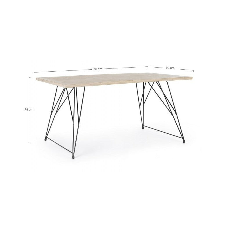 Table design industrielle en bois DISTRICT 160x90x h76 cm