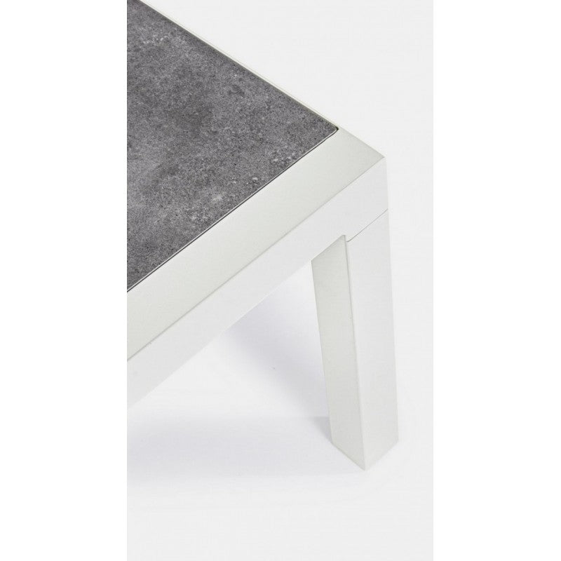 KLEDI LUNAR Table basse d'extérieur en aluminium blanc 120x70x h43 cm