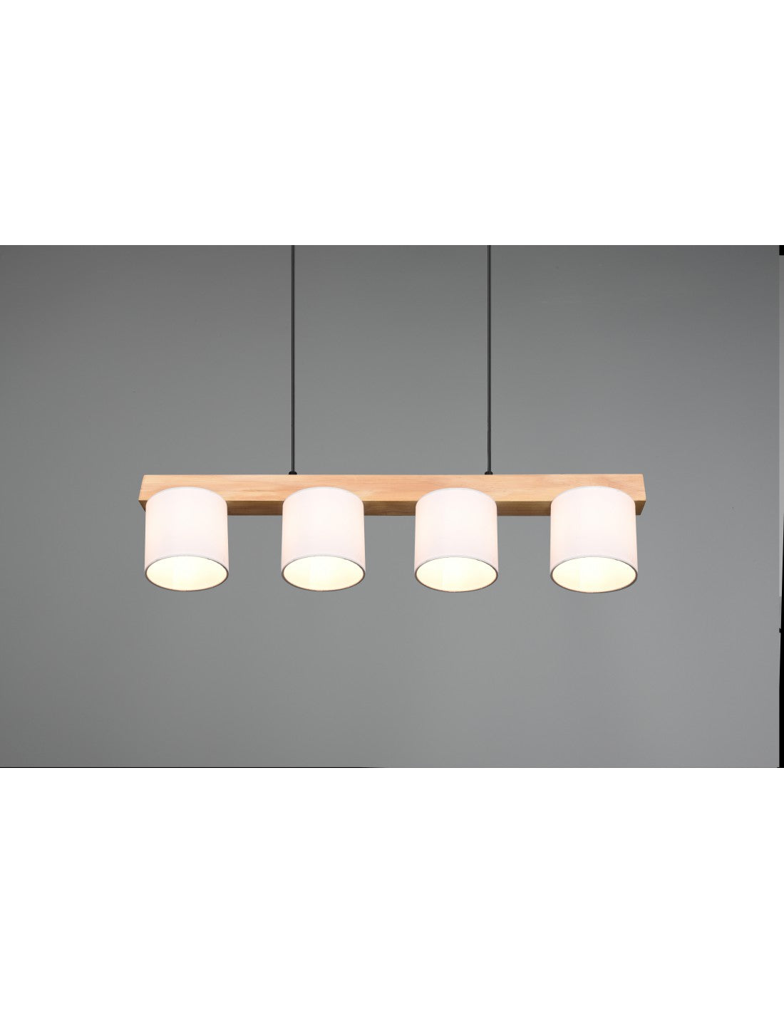 Lustre Suspension Bois 4 Abat-jour Blanc Cameron Trio Lighting