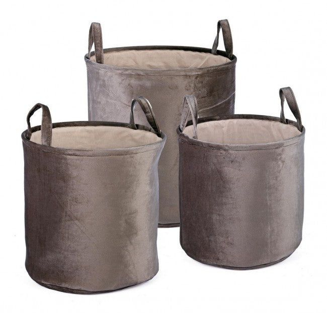 3x Set 3 P. Objets Velours à Beige