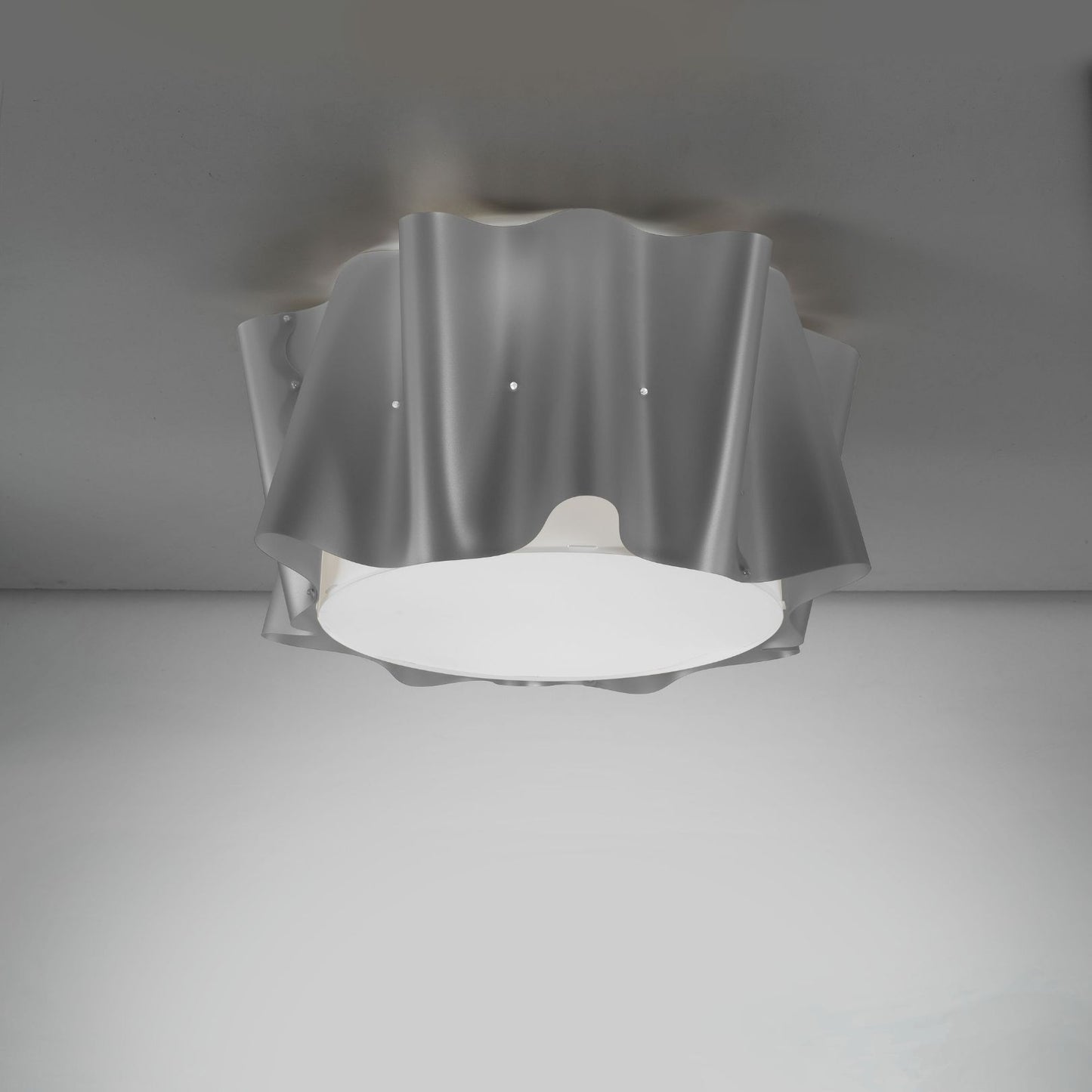 Plafonnier Argenté 5 Lumières en Métal Cm. 60 x 32h