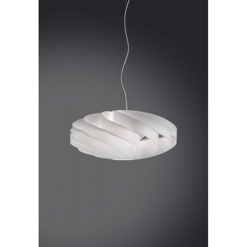 Lustre à suspension en Polilux FLAT trois lumières Blanc diamètre 70x h34 cm