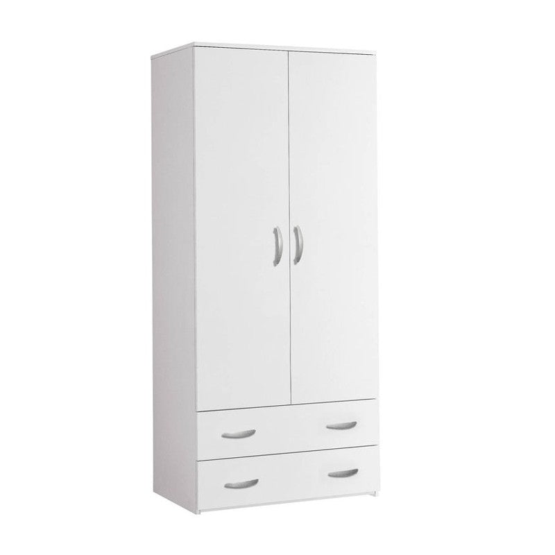 Armoire de chambre en frêne blanc avec 2 portes et 2 tiroirs 90x60xH 180 cm