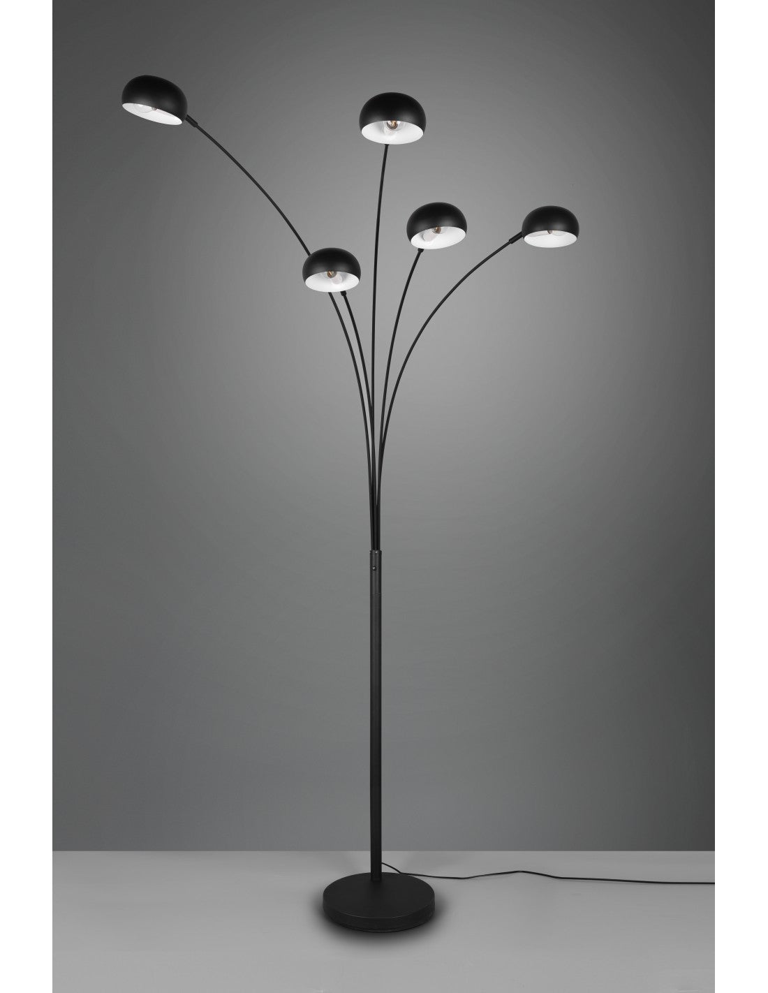 Lampadaire en métal noir avec bras arqués Finger 5xE14 Trio Lighting