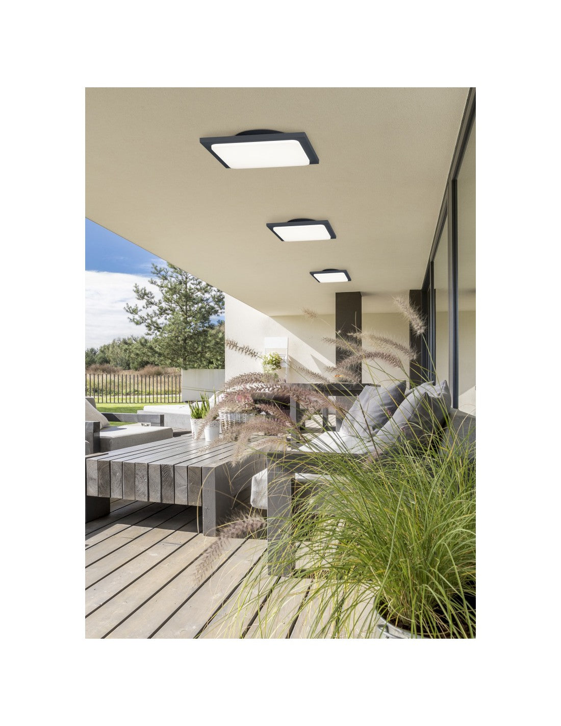 Plafonnier extérieur carré Beam LED IP54 Anthracite 25x25 cm Trio Lighting