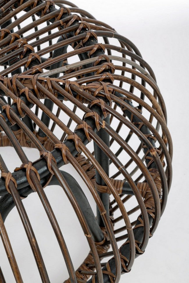 Table basse pouf extérieur en rotin marron DORADAL diamètre 65x h44 cm