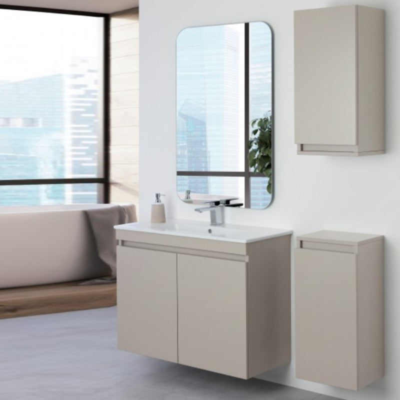 Composition de salle de bain suspendue SLIM Ligne Pastel, coloris Tourterelle 80x37x h69 cm